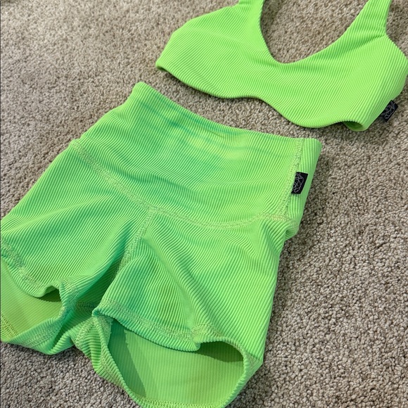 Tiger Friday Neon Green Ribbed Set - Picture 2 of 4